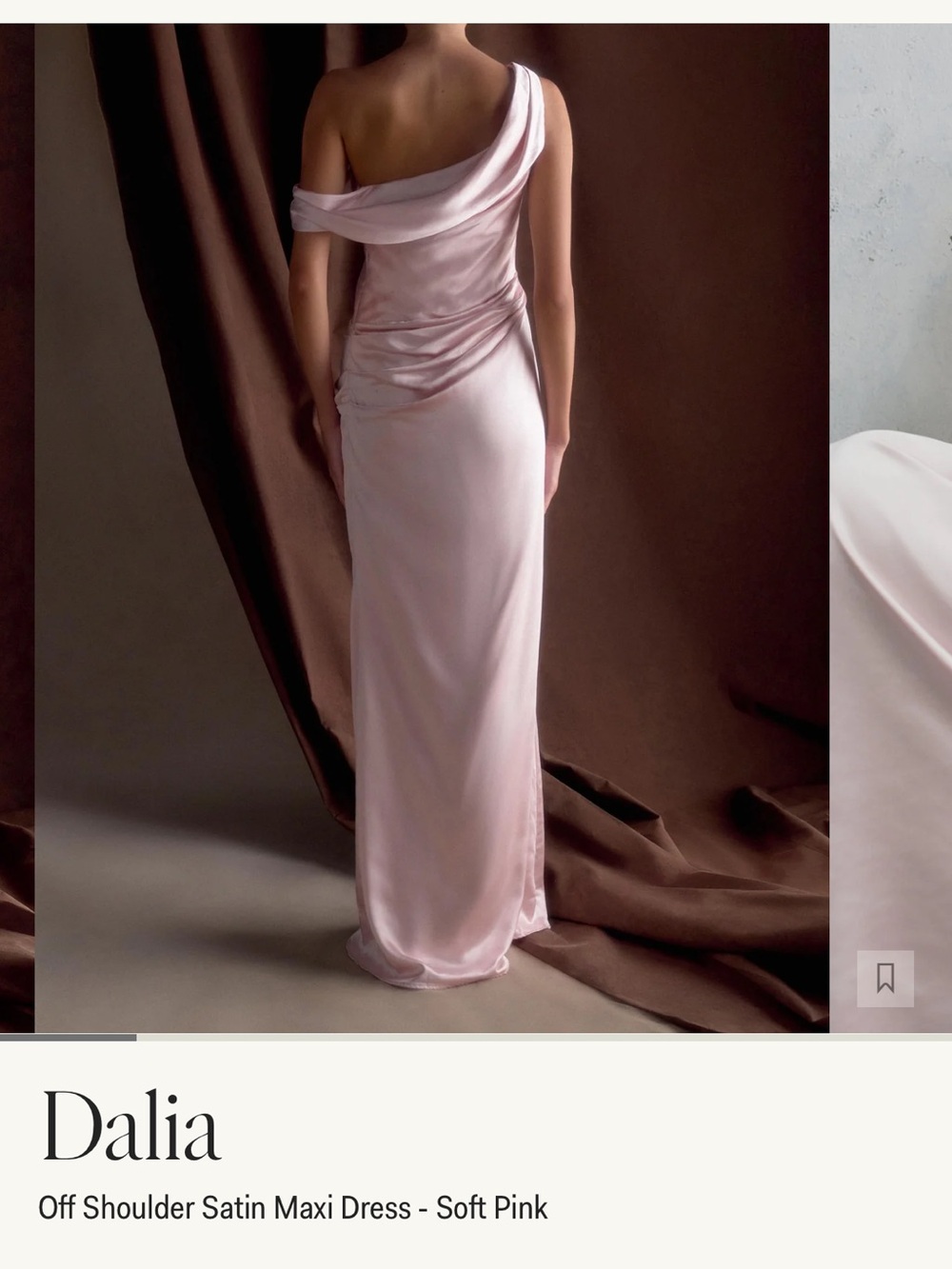 Dalia One-Shoulder Satin Maxi Dress in Soft Pink